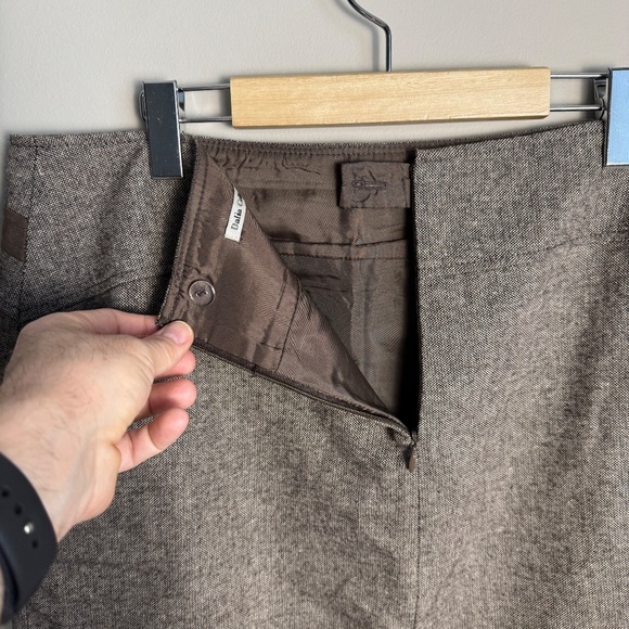 Dalia Collection Women's Wool Blend Midi Skirt Brown Size 14 Lined Slit - Picture 6 of 16